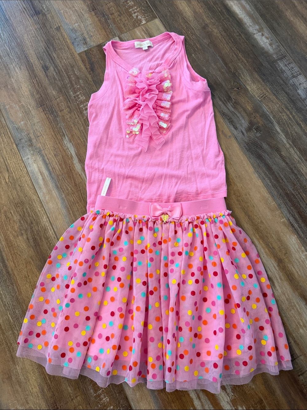 Pink Ruffle Tank & Polka Dot Tulle Skirt Matching Set - Brand: Gymboree